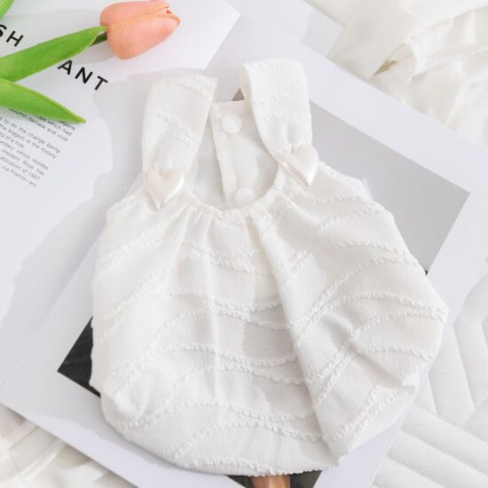 Small dog floral lace princess dress – breathable pet outfit for spring and summer