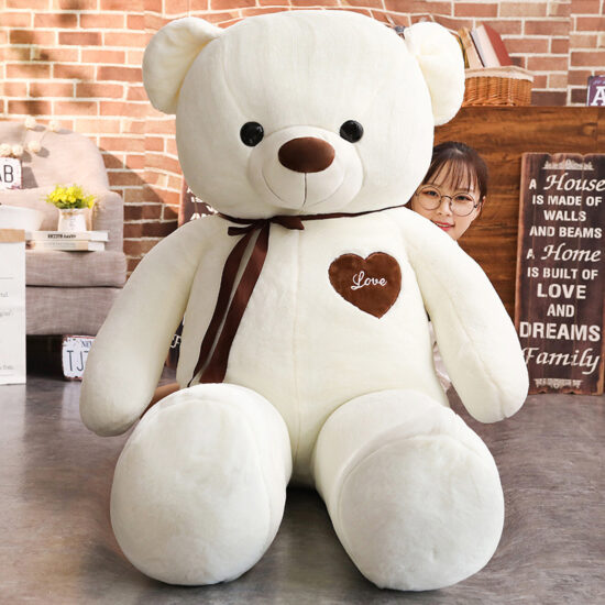 Giant Teddy Bear Plush Toy with Ribbon – Large Stuffed Animal for Girlfriend Gift