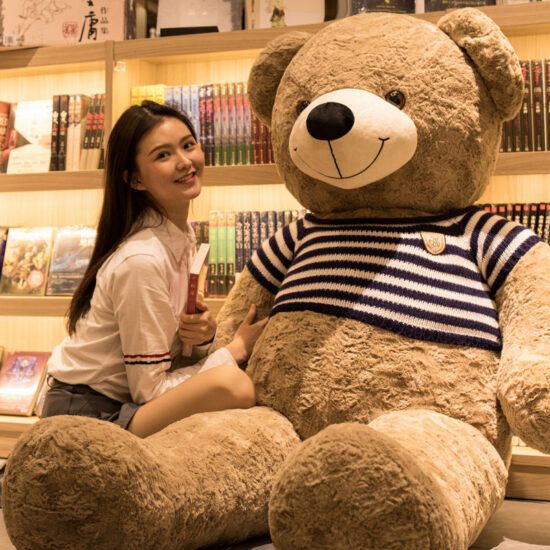 Giant Teddy Bear Plush Toy with Ribbon – Large Stuffed Animal for Girlfriend Gift