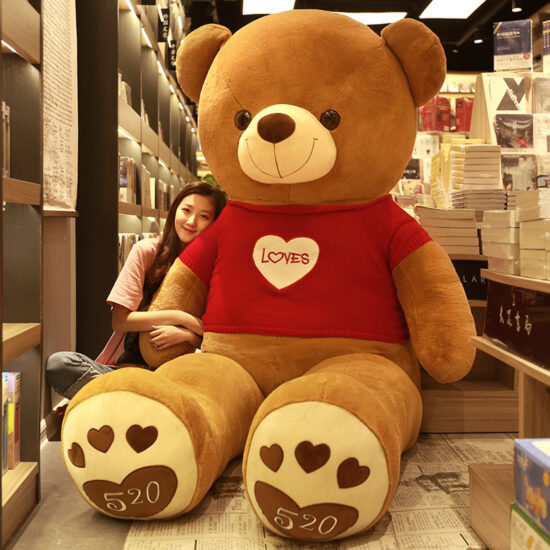 Giant Teddy Bear Plush Toy with Ribbon – Large Stuffed Animal for Girlfriend Gift