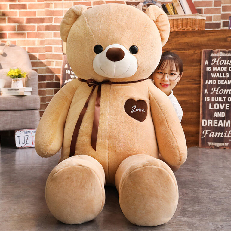 Giant Teddy Bear Plush Toy with Ribbon – Large Stuffed Animal for Girlfriend Gift