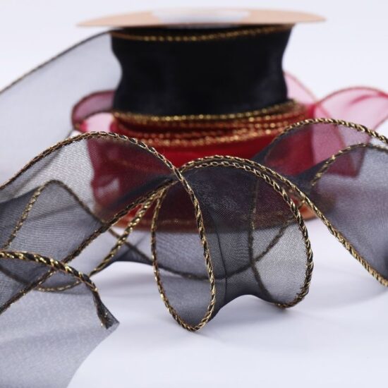 Gold edge mermaid organza ribbon for hair bows, floral wraps and garment DIY