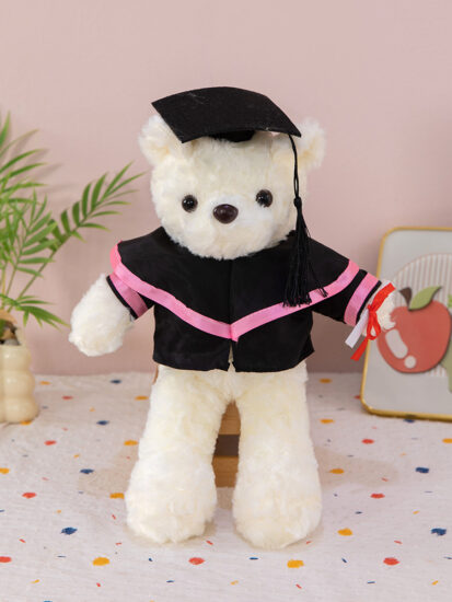 Graduation teddy bear plush toy wearing cap and gown, perfect gift for graduates