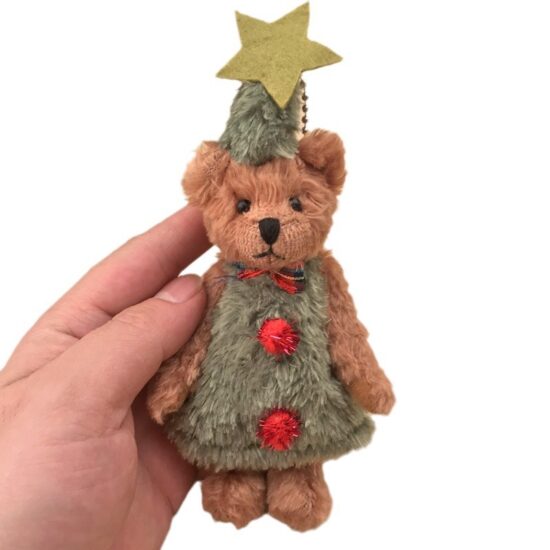 Handmade Mini Jointed Teddy Bear – Plush Stuffed Keychain Doll for Bags and Gifts