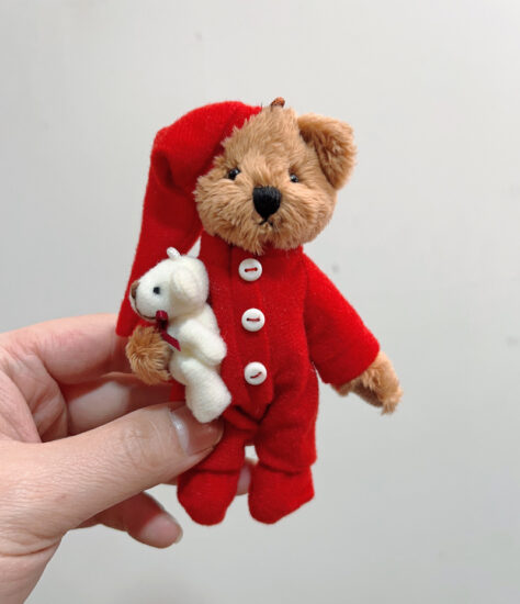 Handmade Mini Jointed Teddy Bear – Plush Stuffed Keychain Doll for Bags and Gifts
