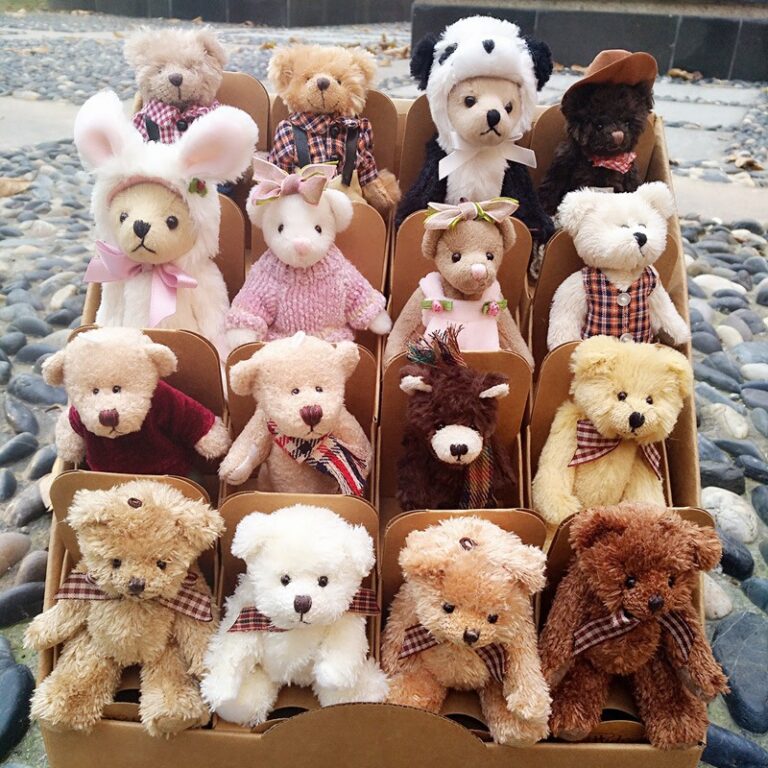Handmade Mini Jointed Teddy Bear – Plush Stuffed Keychain Doll for Bags and Gifts