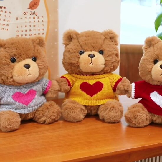 Hoodie Teddy Bear Plush Toy – Stuffed Sweater Bear Doll for Girls’ Birthday Gift
