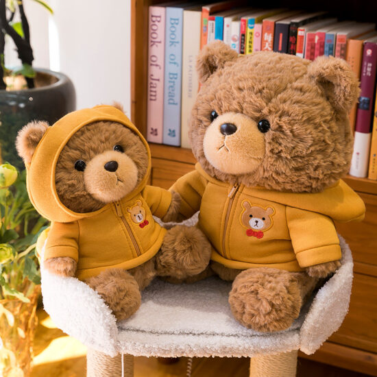 Hoodie Teddy Bear Plush Toy – Stuffed Sweater Bear Doll for Girls’ Birthday Gift