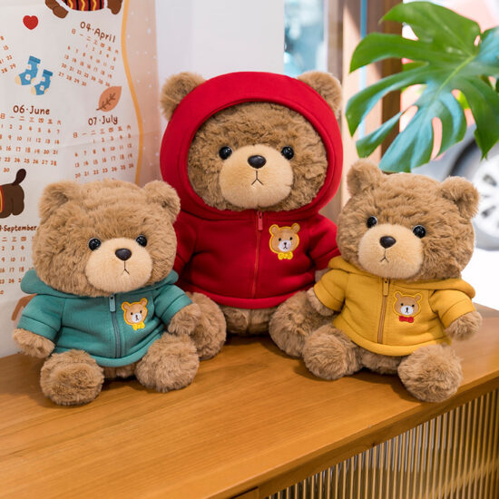 Hoodie Teddy Bear Plush Toy – Stuffed Sweater Bear Doll for Girls’ Birthday Gift