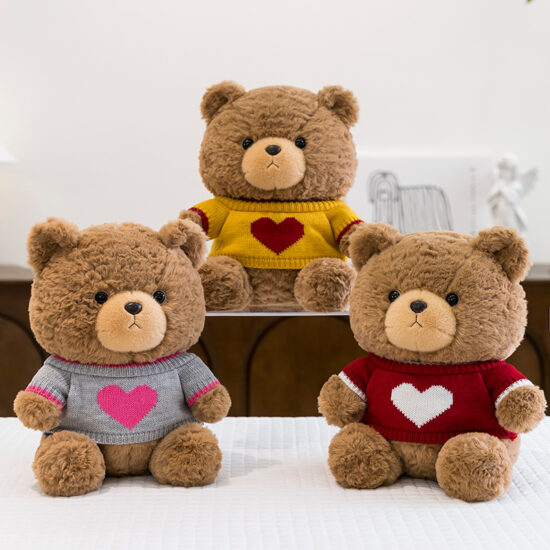 Hoodie Teddy Bear Plush Toy – Stuffed Sweater Bear Doll for Girls’ Birthday Gift