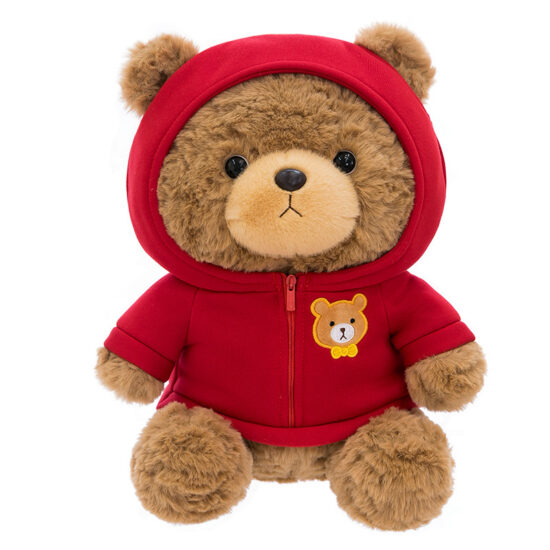 Hoodie Teddy Bear Plush Toy – Stuffed Sweater Bear Doll for Girls’ Birthday Gift