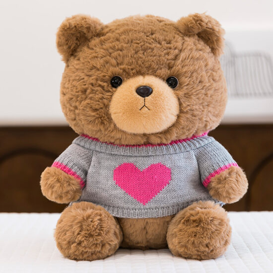 Hoodie Teddy Bear Plush Toy – Stuffed Sweater Bear Doll for Girls’ Birthday Gift
