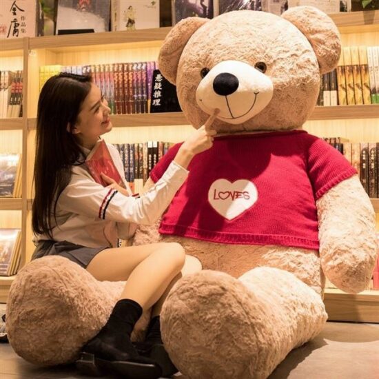 Jumbo Teddy Bear Plush Toy – Giant Hugging Bear with Clothes for Valentine’s Day Romantic Gift