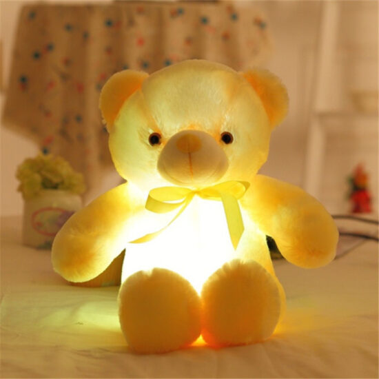 Glowing LED Teddy Bear Plush with Ribbon – Birthday Gift