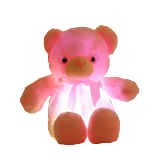Glowing LED Teddy Bear Plush with Ribbon – Birthday Gift