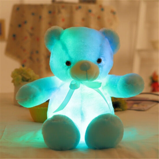 Glowing LED Teddy Bear Plush with Ribbon – Birthday Gift