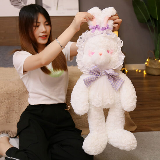 Lolita bunny and teddy bear plush toys in dresses – cute birthday gifts for girls

