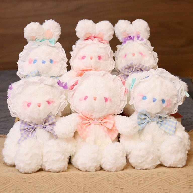 Lolita bunny and teddy bear plush toys in dresses – cute birthday gifts for girls