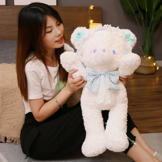 Lolita bunny and teddy bear plush toys in dresses – cute birthday gifts for girls

