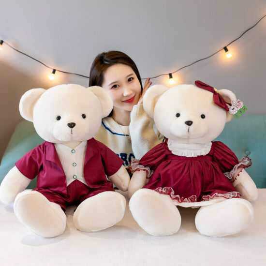 Medium-Sized Romantic Teddy Bear Plush for Couples – Wedding or Birthday Gift

