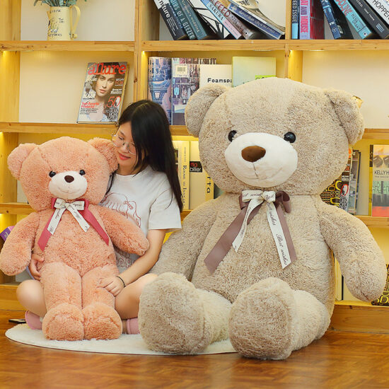  Milan Big Teddy Bear Plush Toy – Cute Ribbon Bear for Romantic Gifts & Weddings