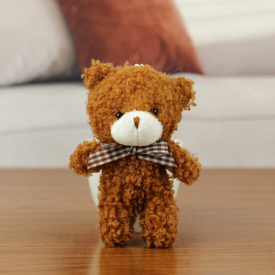 Mini Teddy Bear Plush Keychain with Bow Tie – Bag Pendant and Gift Accessory