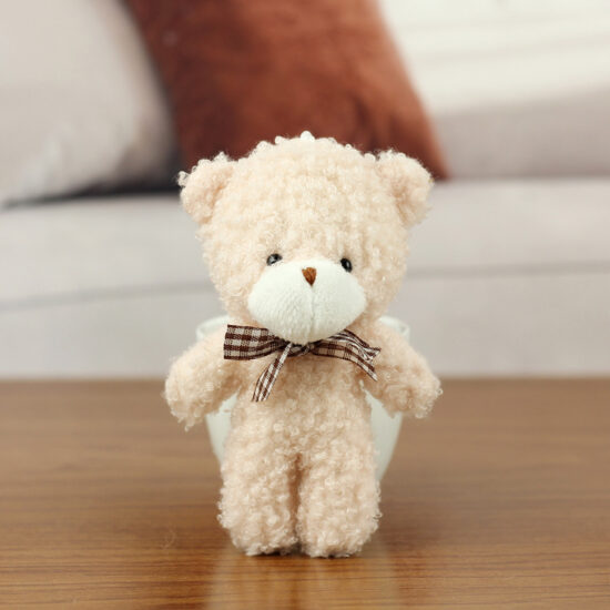 Mini Teddy Bear Plush Keychain with Bow Tie – Bag Pendant and Gift Accessory