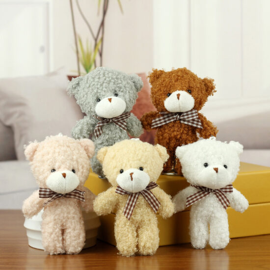 Mini Teddy Bear Plush Keychain with Bow Tie – Bag Pendant and Gift Accessory