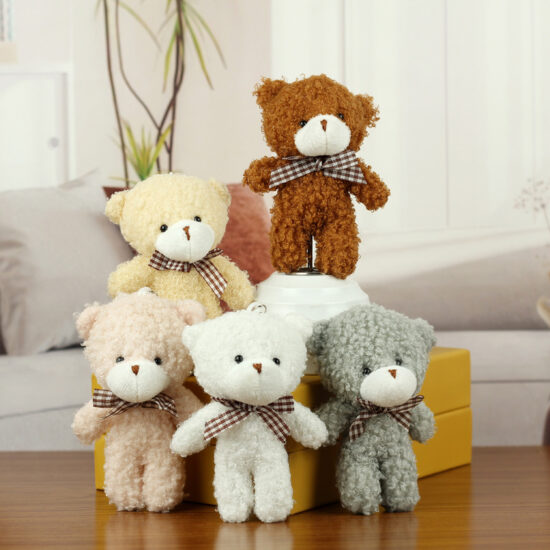 Mini Teddy Bear Plush Keychain with Bow Tie – Bag Pendant and Gift Accessory
