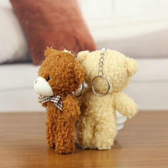 Mini Teddy Bear Plush Keychain with Bow Tie – Bag Pendant and Gift Accessory