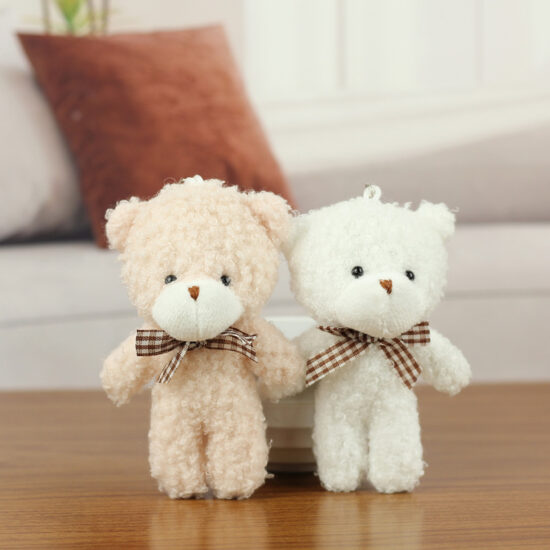 Mini Teddy Bear Plush Keychain with Bow Tie – Bag Pendant and Gift Accessory