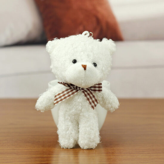 Mini Teddy Bear Plush Keychain with Bow Tie – Bag Pendant and Gift Accessory