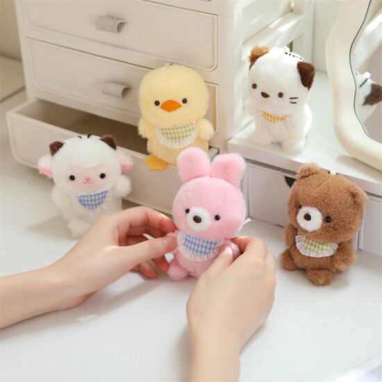 Mini Plush Animal Keychain Doll – Cute Desk Toy and Claw Machine Prize
