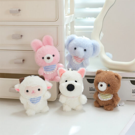 Mini Plush Animal Keychain Doll – Cute Desk Toy and Claw Machine Prize