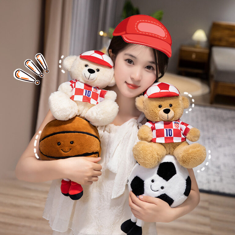 Mini Football Teddy Bear Plush Toy Wearing Soccer Uniform