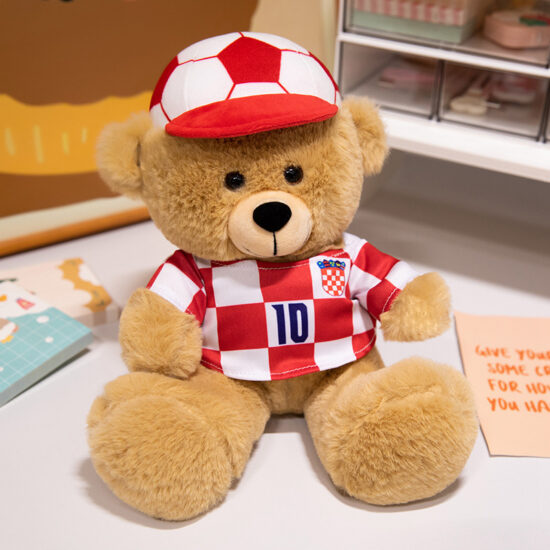 Mini Football Teddy Bear Plush Toy Wearing Soccer Uniform