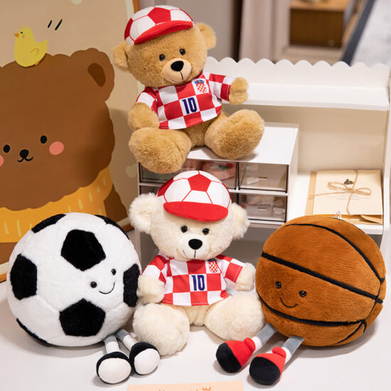 Mini Football Teddy Bear Plush Toy Wearing Soccer Uniform