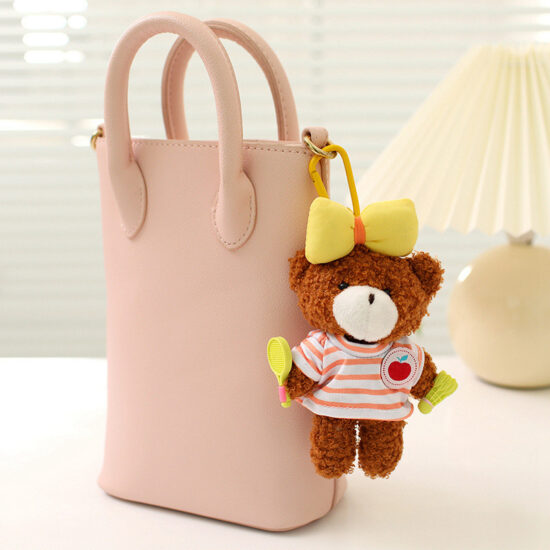  Mini Teddy Bear Plush Keychain with T-Shirt – Cute Pocket-Sized Plush Toy