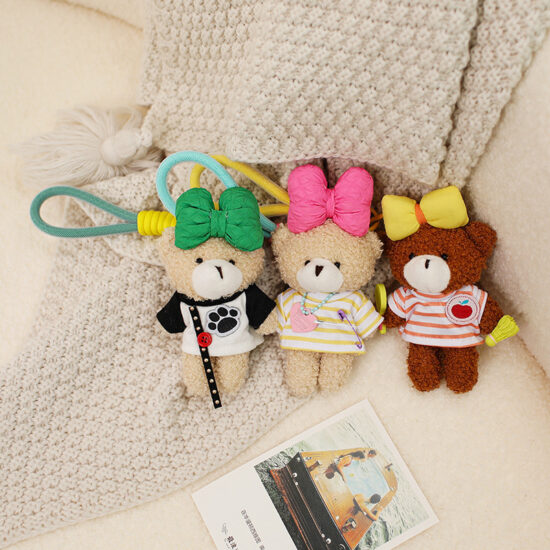  Mini Teddy Bear Plush Keychain with T-Shirt – Cute Pocket-Sized Plush Toy
