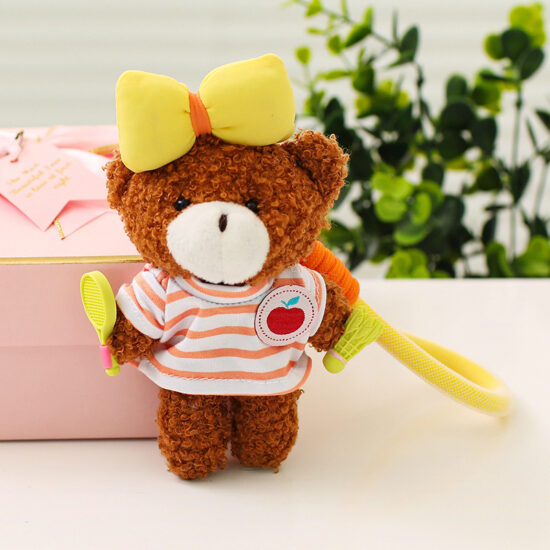  Mini Teddy Bear Plush Keychain with T-Shirt – Cute Pocket-Sized Plush Toy