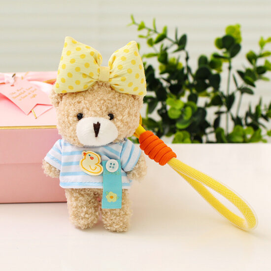  Mini Teddy Bear Plush Keychain with T-Shirt – Cute Pocket-Sized Plush Toy