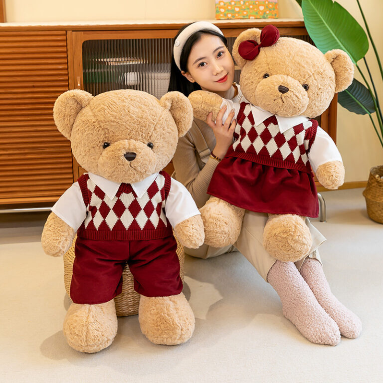 Couple Teddy Bear Plush Toys Hugging – Sweater Bears Gift for Girls or Valentine's Day