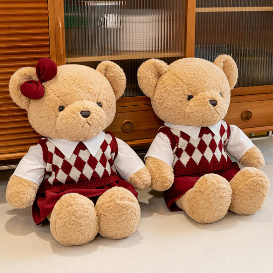 Couple Teddy Bear Plush Toys Hugging – Sweater Bears Gift for Girls or Valentine's Day