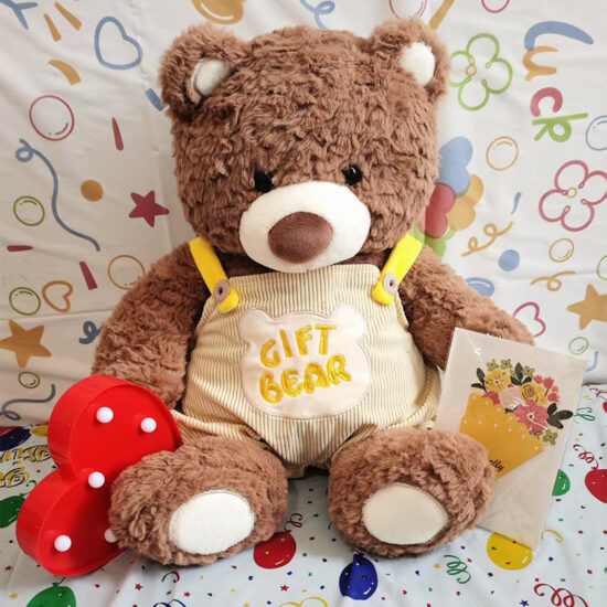 Large Overalls Teddy Bear Plush Toy – Cute Stuffed Hugging Bear for Kids’ Comfort and Gifts