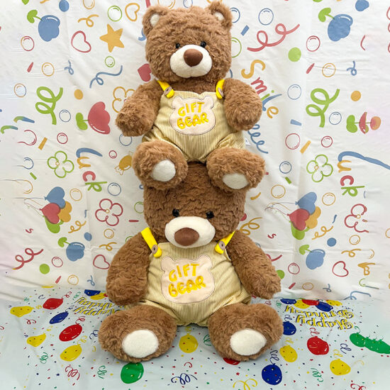 Large Overalls Teddy Bear Plush Toy – Cute Stuffed Hugging Bear for Kids’ Comfort and Gifts