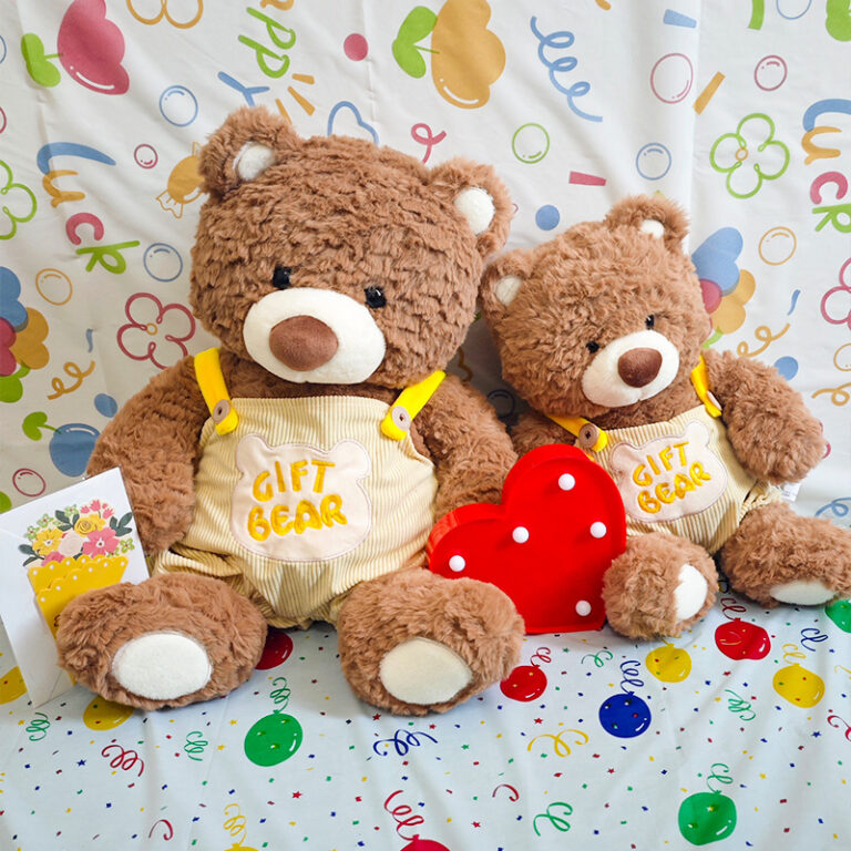 Large Overalls Teddy Bear Plush Toy – Cute Stuffed Hugging Bear for Kids’ Comfort and Gifts