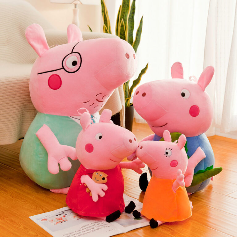 Peppa Pig plush toy family set – 4-piece soft cartoon dolls for kids