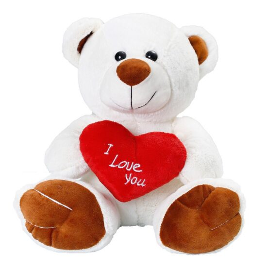 Cartoon Plush Teddy Bear Holding Heart or Rose – Claw Machine and Gift Toy