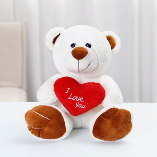 Cartoon Plush Teddy Bear Holding Heart or Rose – Claw Machine and Gift Toy