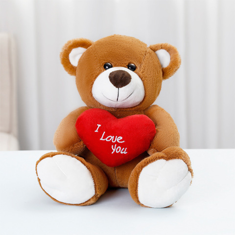 Cartoon Plush Teddy Bear Holding Heart or Rose – Claw Machine and Gift Toy